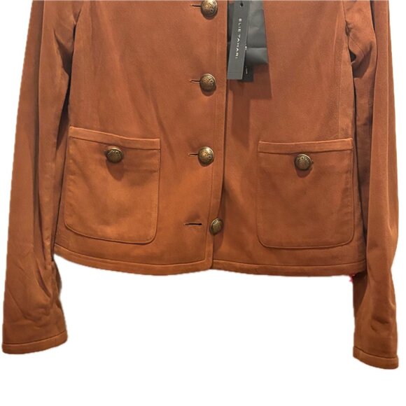Elie Tahari Suede Military Jacket Amber Color Women's Size S NEW - Picture 5 of 12